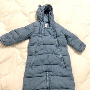 Baby stroller bunting bag - Gap denim fleece onesie blanket